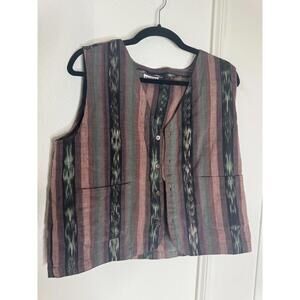 Chicos Design Vest Womens 1 Guatemalan Aztec Vintage Cotton Woven Hippie Boho